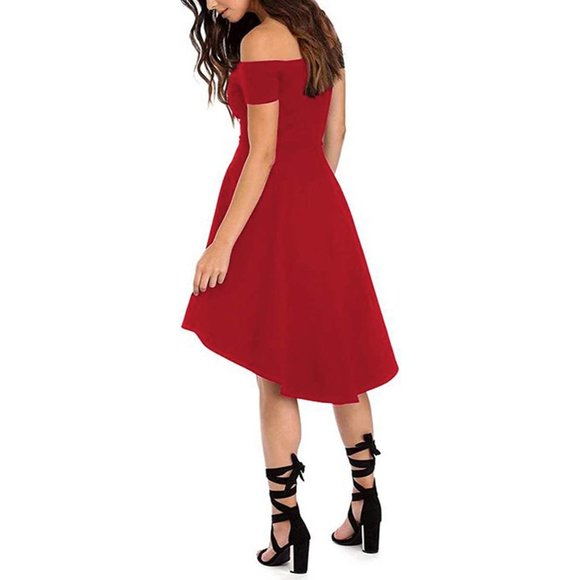 New Sarin Mathews Womens Off The Shoulder Short Sleeve High Low Cocktail… - Picture 8 of 16